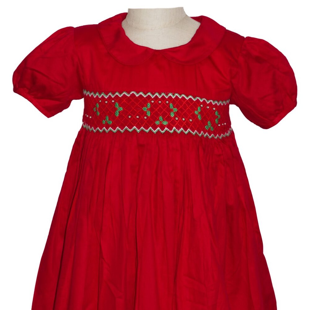 Holly Berry Smocked Dress-Christmas Holiday Collections - Picture 2 of 5
